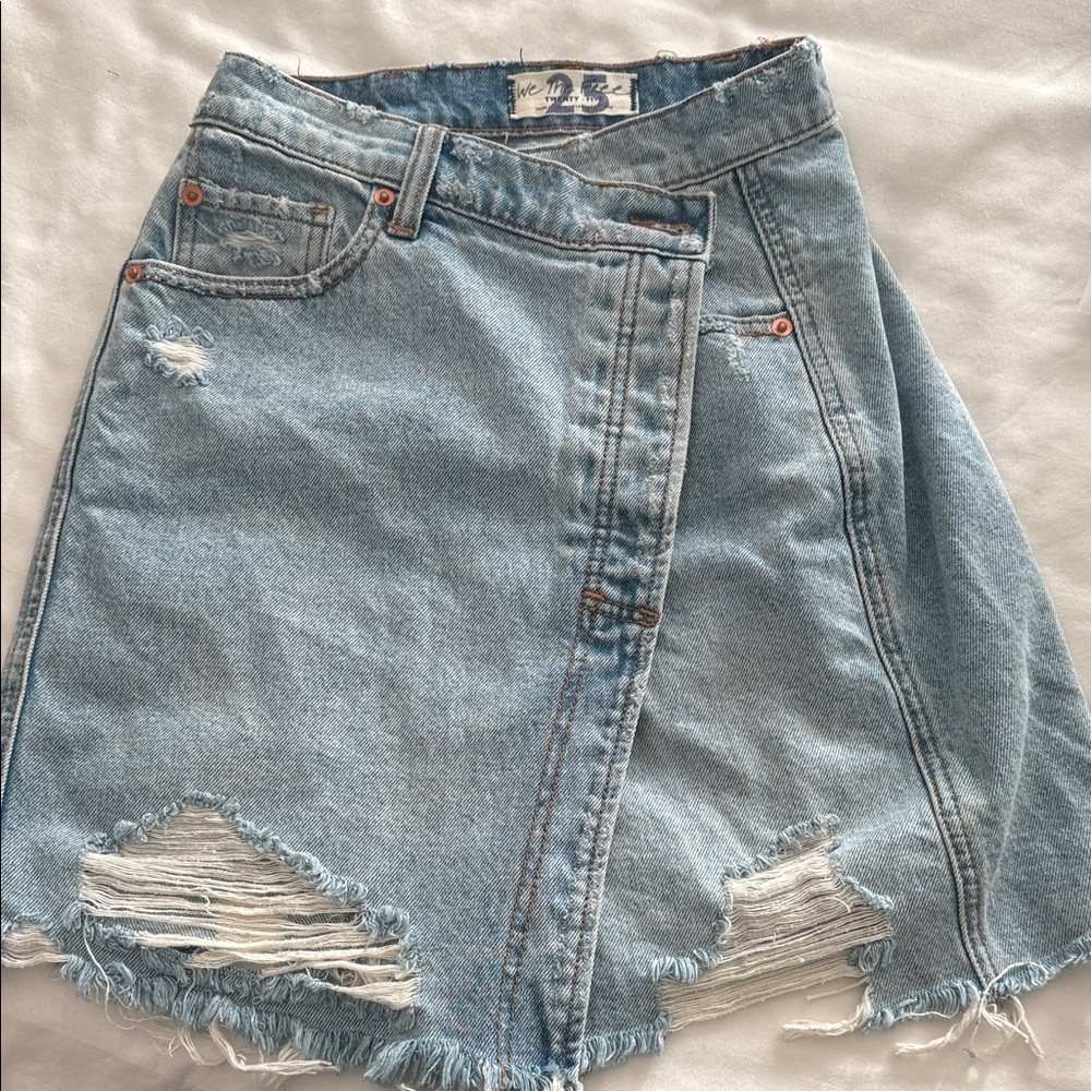 Free People asymmetrical denim skirt size 25